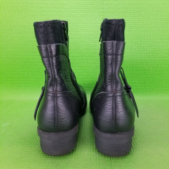 ✅Clarks Riddle Avant Women's Pebbled Black Leather Side Zip Ankle Boots Size 6M - Picture 8 of 11